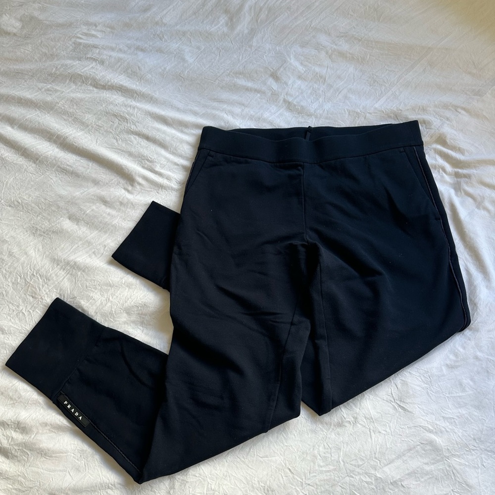 NWOT Prada Milano Black Jogger Pants Men’s Size L Logo Cuff Drawstring
